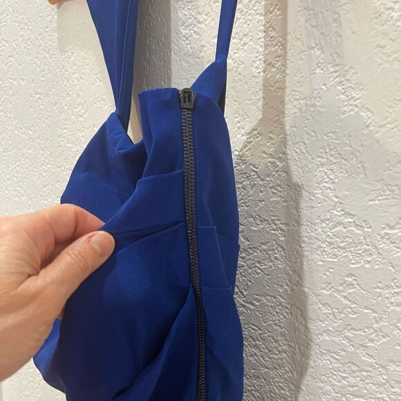 Preen By Thornton Begazzi Midnight Blue Ruched Cocktail Dress Size Large - Picture 9 of 11